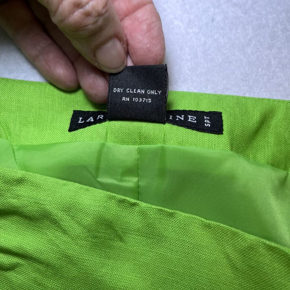 Larry Levine A-line flirty flowy bottom linen blend green skirt womens 14 NWT - Picture 9 of 13